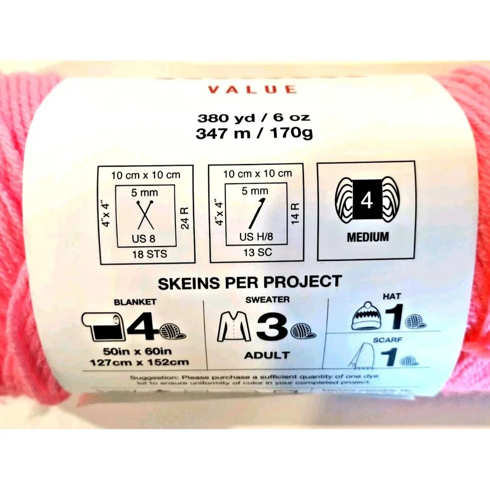 Big Twist Value Yarn, Cotton Candy, 4 - Worsted, 6 oz 380 yds 100% Acrylic - New - Picture 2 of 6